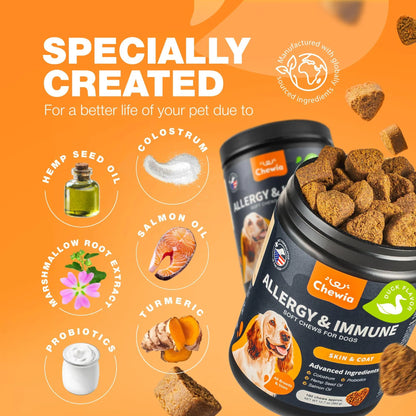 US Local Dog Allergy Relief Chews Itch Relief For Dogs Anti Itch Dog Allergy Chews US Formulated Dog Itching Skin Relief With Salmon Oil Immune Health Seasonal Allergies & Hot Spots Support Treats