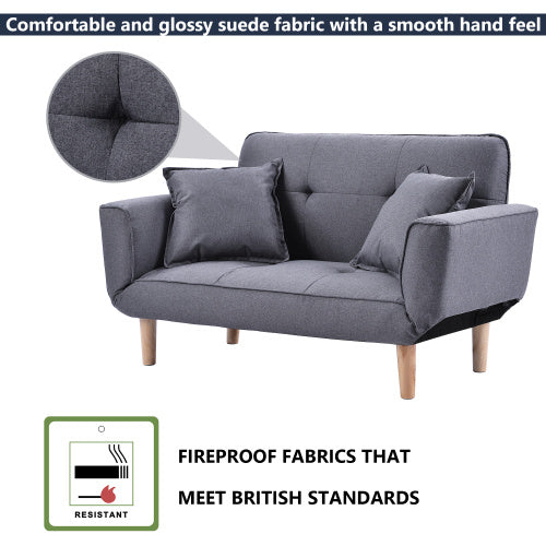 UK Local Small Sofa Bed Modern And Simple Gray Sofa Fabric Living Room 2 Seater Sofa Couch Settee Recliner Sleeper