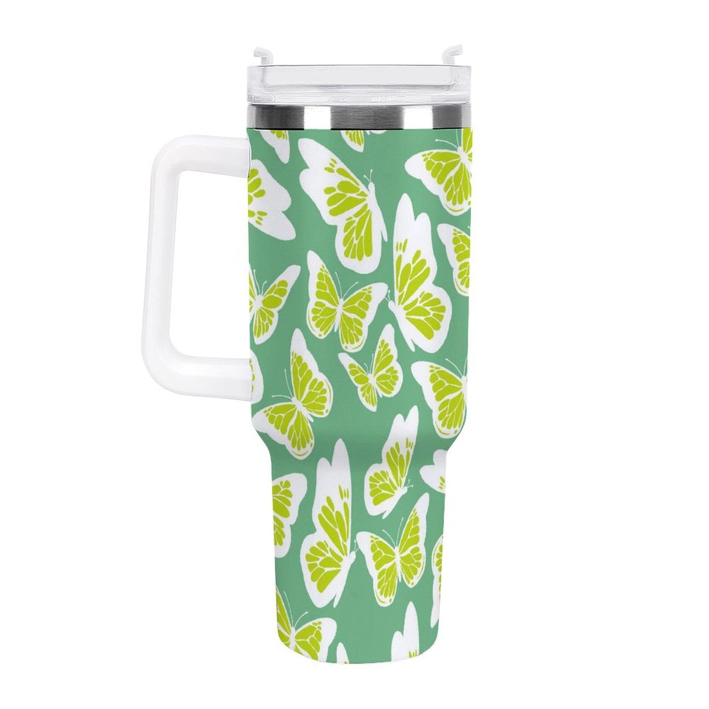 PHDT00523 POD US Local Tumbler 40oz Large Capacity Car Cup Green Butterfly