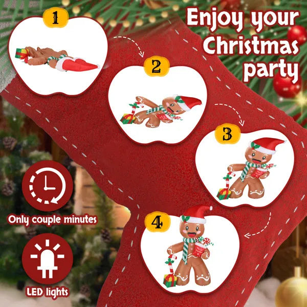 US Local 7.9 FT Lighted Christmas Inflatable Decoration, Inflatable Gingerbread Man Outdoor Decoration, Funny Blow Up Yard Decorations With Built-in LED Lights For Holiday Party Front Yard Lawn Garden Decor