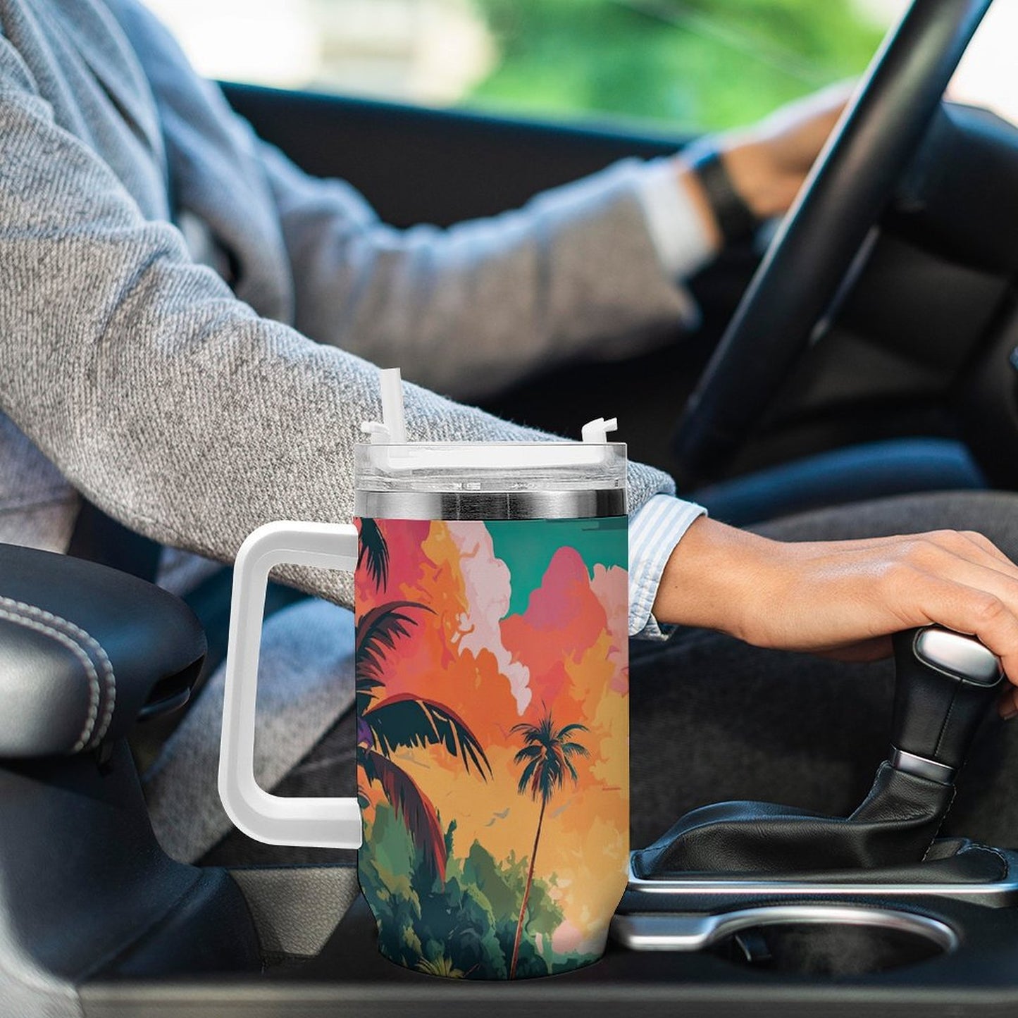 PHDT00143 POD US Local Tumbler 40 oz Large Capacity Car Cup Tropical, Island, Scenery