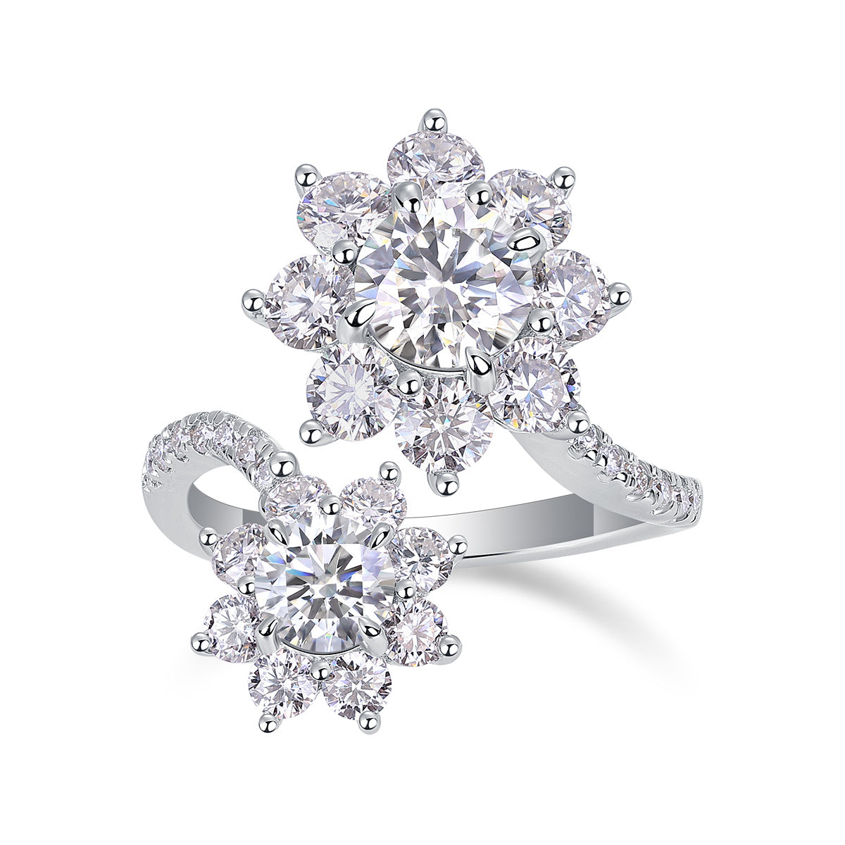 Petal Morning Dew - A Fashionable Diamond Jewelry Piece Set With 1-carat Moissanite S925 Sterling Silver And Platinum Diamond Ring