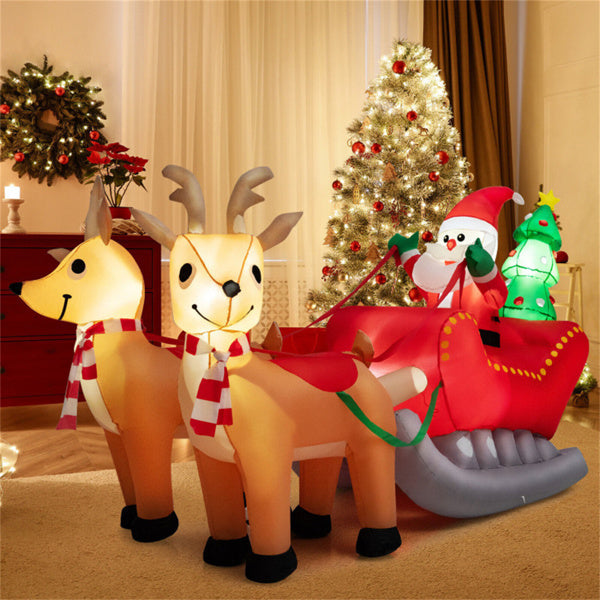 US Local 7.2 Feet Christmas Decoration Christmas Inflatable Santa Rides Sled, No Shipping On Weekends.