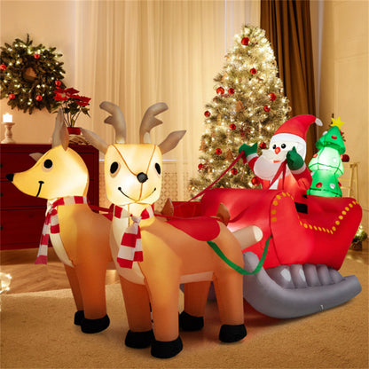 US Local 7.2 Feet Christmas Decoration Christmas Inflatable Santa Rides Sled, No Shipping On Weekends.