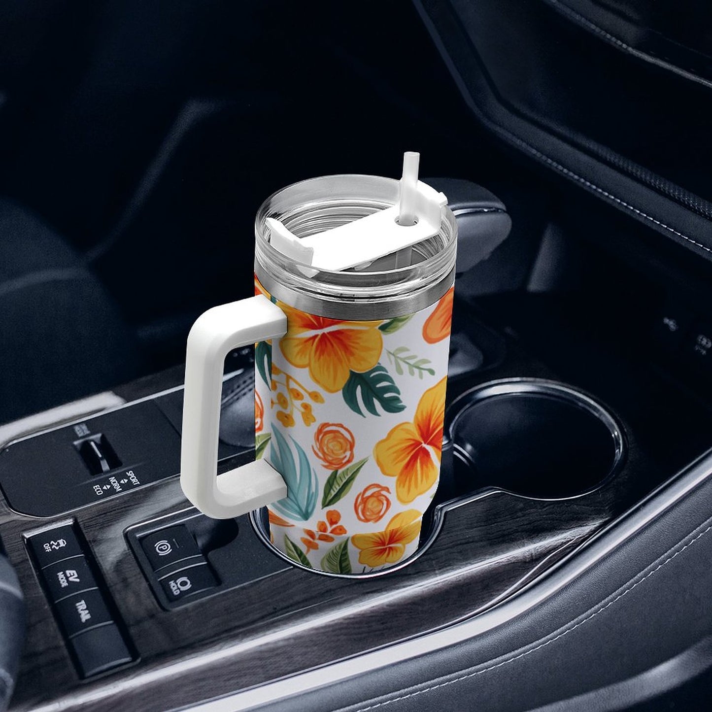 PHDT00457 POD US Local Tumbler 40 oz Large Capacity Car Cup Summer Flowers, Fruits, Tropical