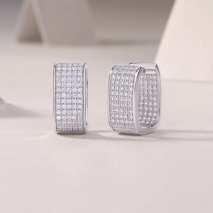 Star Light Luxury Fashion Diamond Earrings Stud Set With Mosan Diamond Silver Jewelry