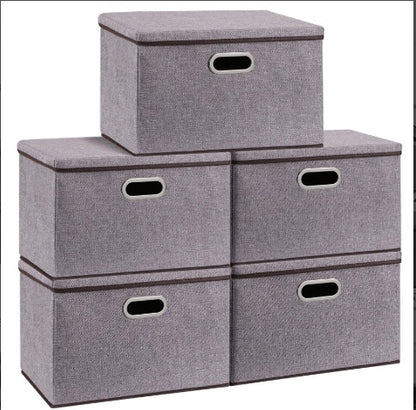 US Local Household Items Storage Box Cotton And Linen Large Folding Storage Box Clothing Storage Box 44-30-30cm, 3-piece Set, 5-piece Set