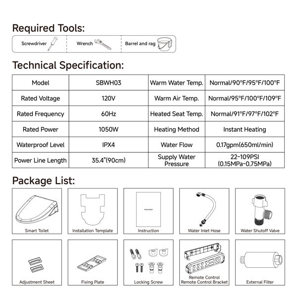 US Local Smart Toilet With Side Knob Adjustable Heated Seat, Water Temperature And Pressure Adjustment Function, Portable Toilet With Automatic Nozzle Cleaning Function, Cannot Be Shipped On Weekends