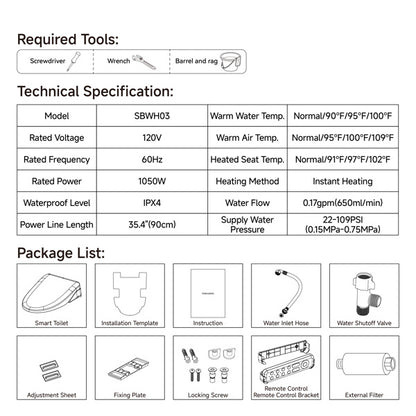 US Local Smart Toilet With Side Knob Adjustable Heated Seat, Water Temperature And Pressure Adjustment Function, Portable Toilet With Automatic Nozzle Cleaning Function, Cannot Be Shipped On Weekends