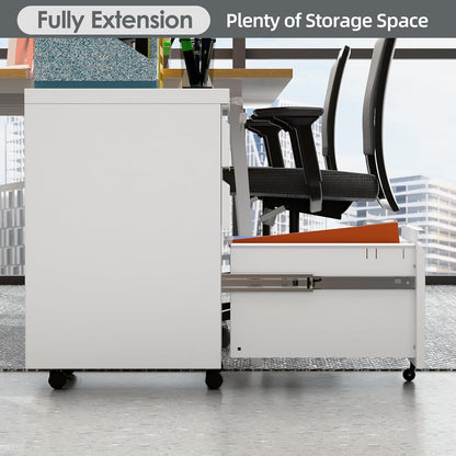 US Local 3 Drawer Mobile File Cabinet With Lock, Under Desk Metal Filing Cabinet For Office,Home,A4 Legal Letter Size, Fully Assembled White