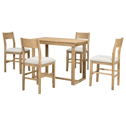US Local TOPMAX Farmhouse 5-Piece Counter Height Dining Set, 1 Table & 4 Chairs