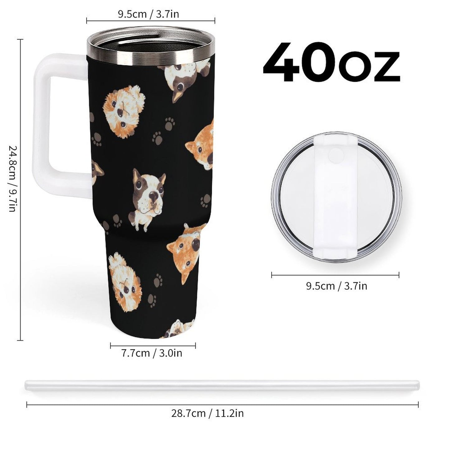 PHDT00408 POD US Local Tumbler 40 oz Large Capacity Car Cup Lovely Dog