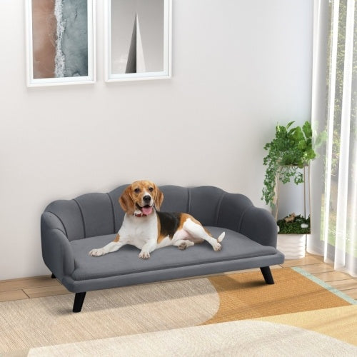 UK Local PawHut Dog Sofa, Pet Couch Bed For Medium, Large Dogs, With Legs, Cushion - Grey