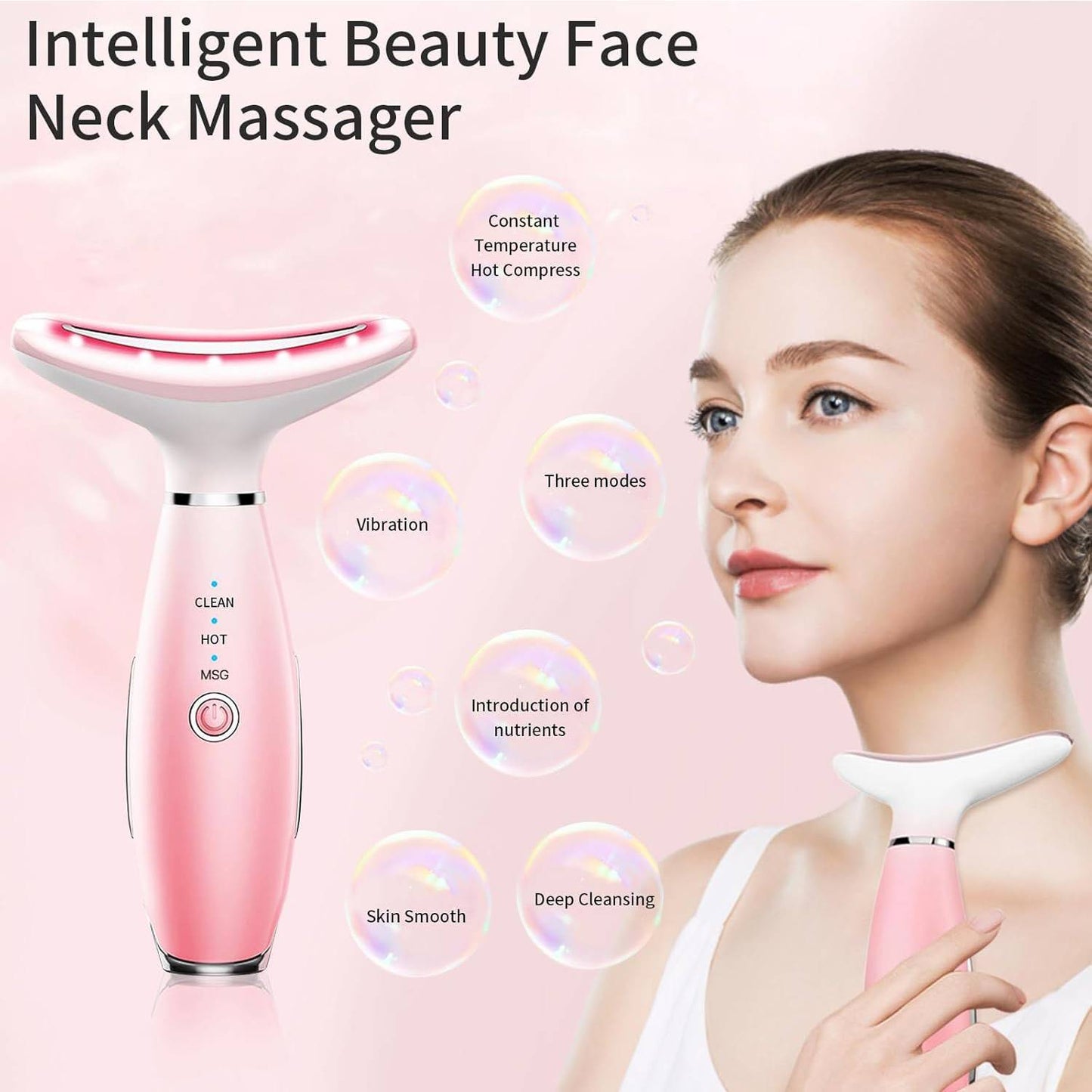 US Local Skin Care Neck Face Massage Tool With Thermals, 3-in-1 Facial Massager