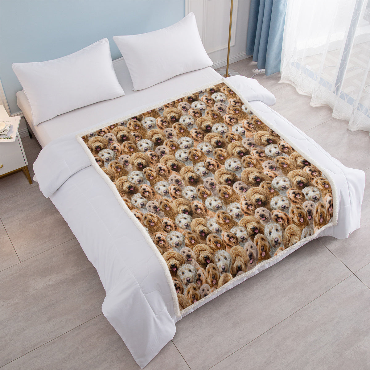 US & UK Local  Cockapoos Fleece Blanket Fuzzy Dogs Blanket For Kids Adults Cute Puppy Cockapoos Throw Blanket Puppy Dog Animal Pattern Sherpa Blankets Cockapoos Gifts For Women