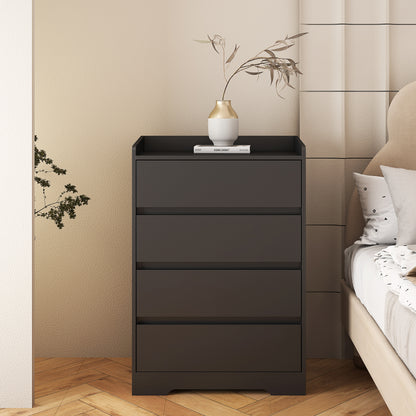 US Local 4 Drawer Dresser, Chest Of Drawers Without Handle,Black Dresser For Bedroom Waterproof, Modern Wooden Cabinet With Sturdy Frame For Living Room, Entryway, Bedroom, Hallway, Office
