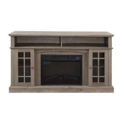 US Local Classic TV Media Stand Modern Entertainment Console With 23  Fireplace Inset For TV Up To 65 With Open And Closed Storage Space, Gray Wash, 58.25