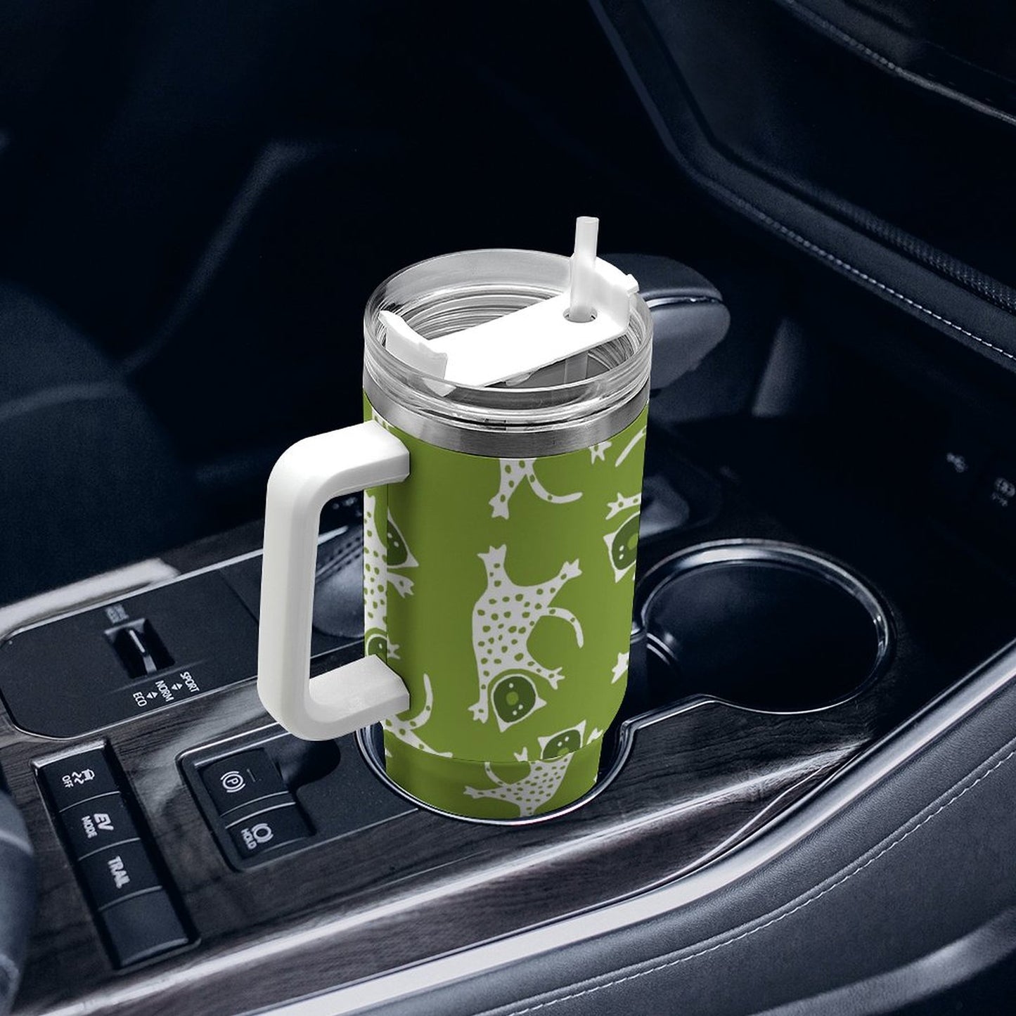 PHDT00223 POD US Local Tumbler 40 oz Large Capacity Car Cup Abstract, Cat, Green