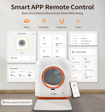 US Local 60L Automatic Cat Litter Box, Smart App Control, Deodorizing, Infrared Sensor, Suitable For Multiple Cats