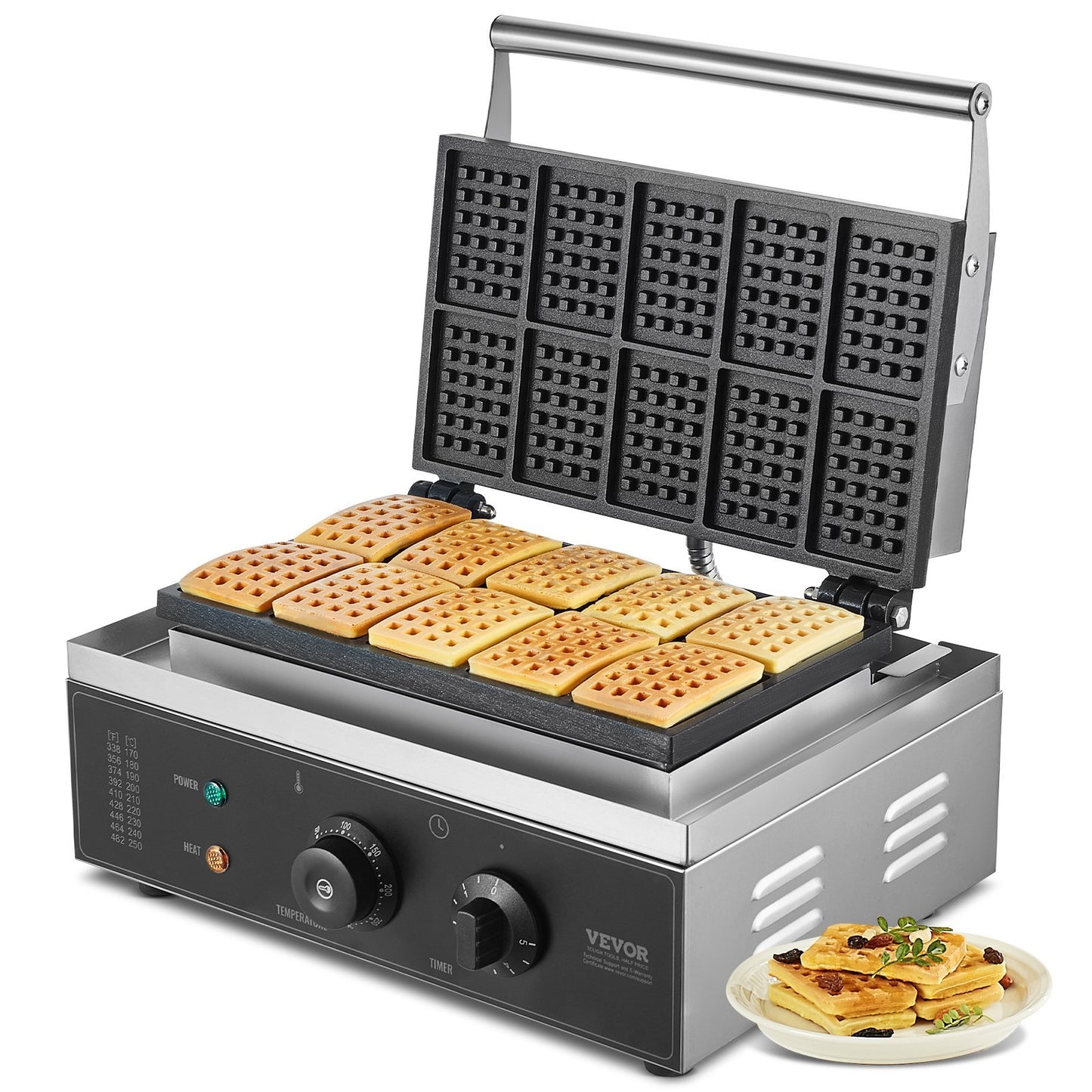 US Local 10PCS Commercial Waffle Maker Rectangle Waffle Baker Machine 1550W