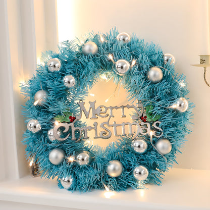 US Local 1 Piece Of 24-inch Blue-themed Garland, With Silver Balls And Christmas Letter Accessories, Optionally With Lights