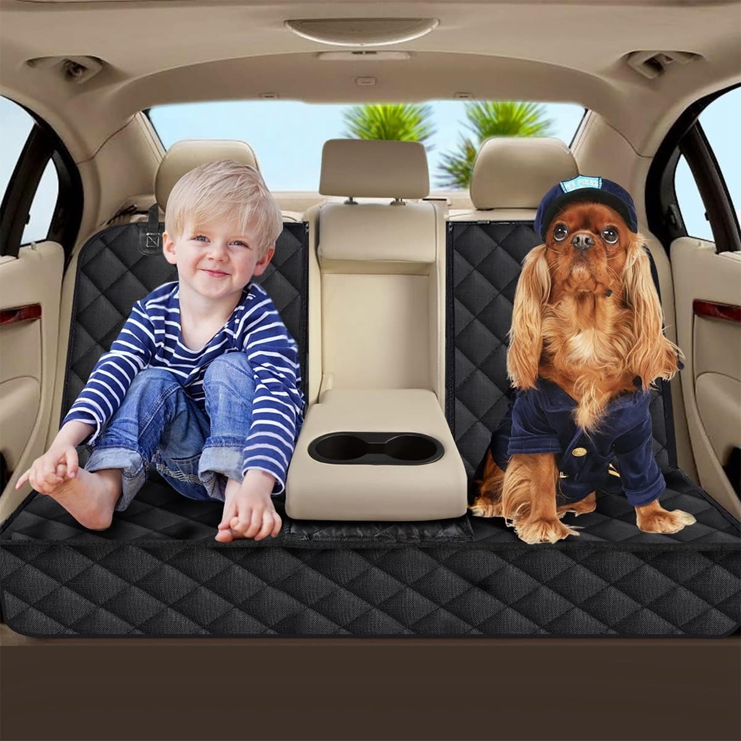 US Local 1Pc Dog Car Seat Cover Waterproof Scratchproof Pet Car Rear Protector Mat Pet Back Seat Cover With Dog Seat Belt For Car Truck SUV