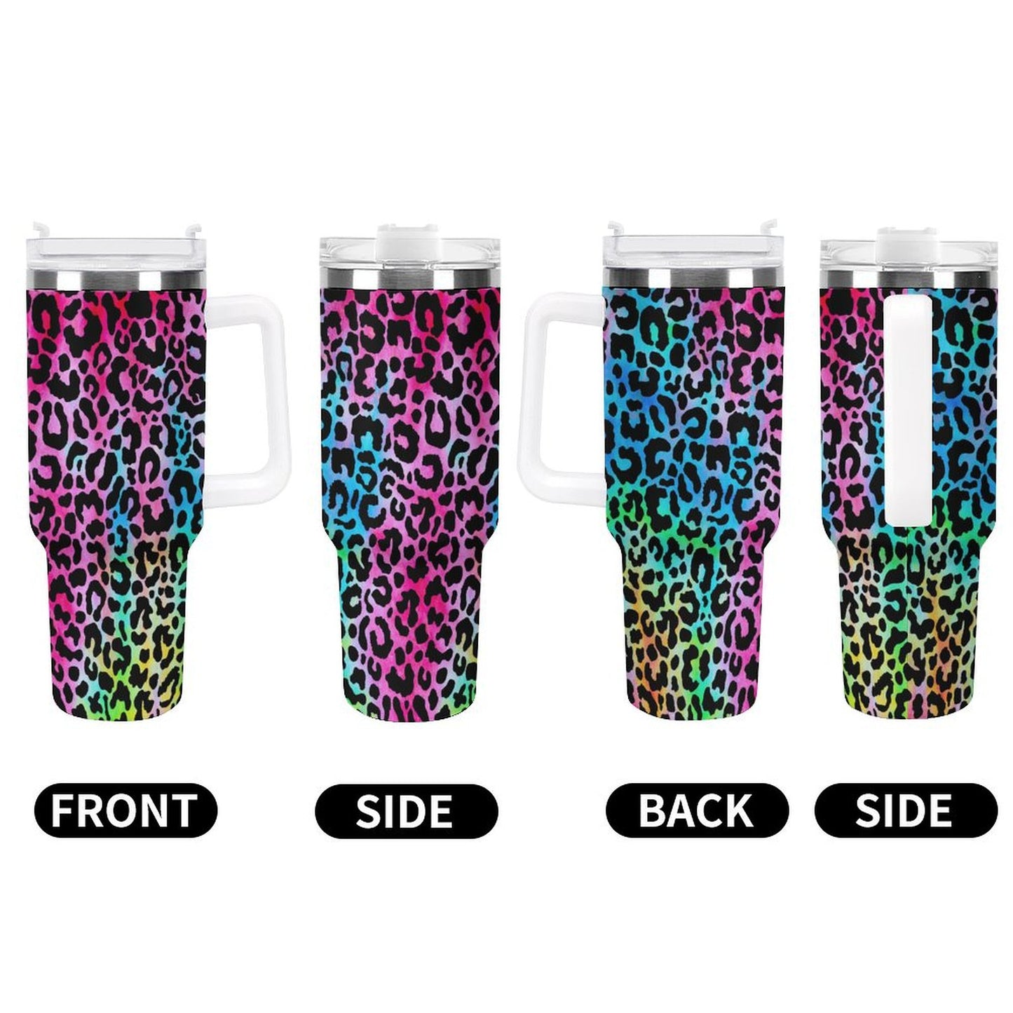 PHDT00186 POD US Local Tumbler 40 oz Large Capacity Car Cup Colorful, Leopard Fluorescent