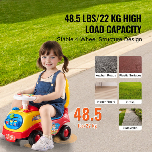US Local Ride On Push Car For Toddlers, Ages 1-3, Ride Racer, Sit To Stand Toddler Ride On Toy, Classic Kids Ride On Car With Music Steering Wheel, Horn & Under Seat Storage, Ride On Toy For Boys Girls