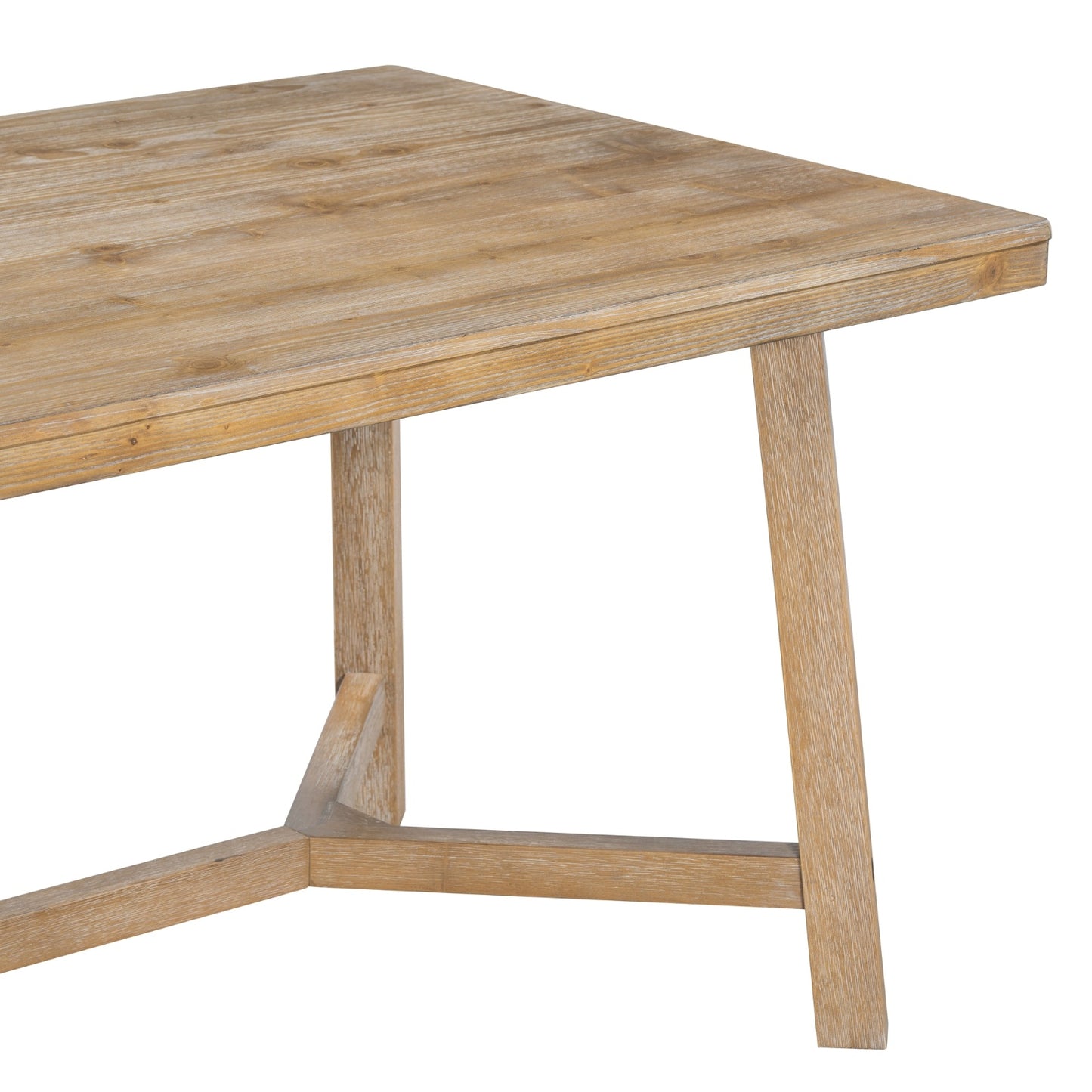 US Local TREXM 6-piece Retro Farmhouse Style Dining Set, Rectangular Table And 4 Upholstered Chairs With Ratt