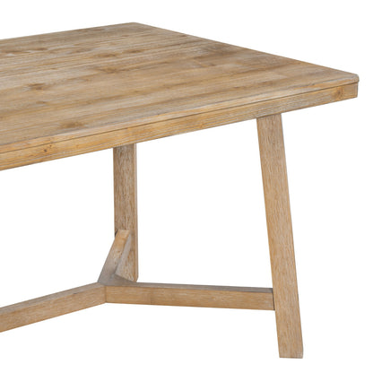 US Local TREXM 6-piece Retro Farmhouse Style Dining Set, Rectangular Table And 4 Upholstered Chairs With Ratt