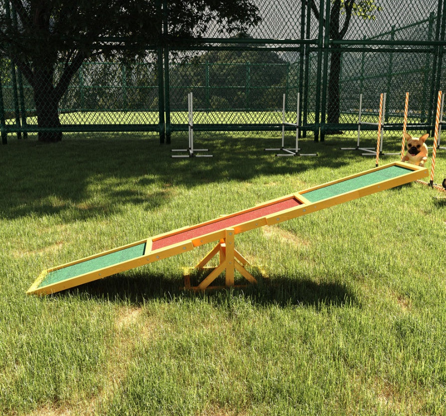 US Local Wooden Dog Agility Seesaw, Training And Exercise Equipment, Weather Resistant, 71  L, Natural
