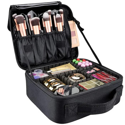 US Local Travel Cosmetic Bag, Women's Portable Cosmetic Case, Professional Cosmetic Storage Box With Adjustable Dividers, Can Store Makeup Brushes, Toiletries, Jewelry, Digital Accessories, Etc