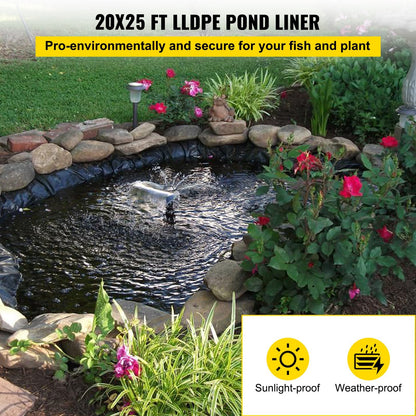 US Local VEVOR LLDPE Pond Liner 20x25 Ft, Pond Liner 20 Mil, Fish Pond Liners For Waterfall, Pond And Fish Ponds