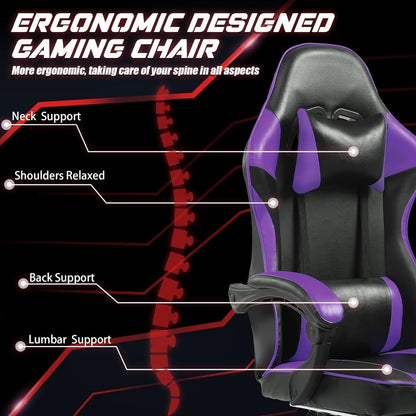 US Local Ergonomic Gaming Chair For Adults, Adjustable Lumbar Backrest Office Chair