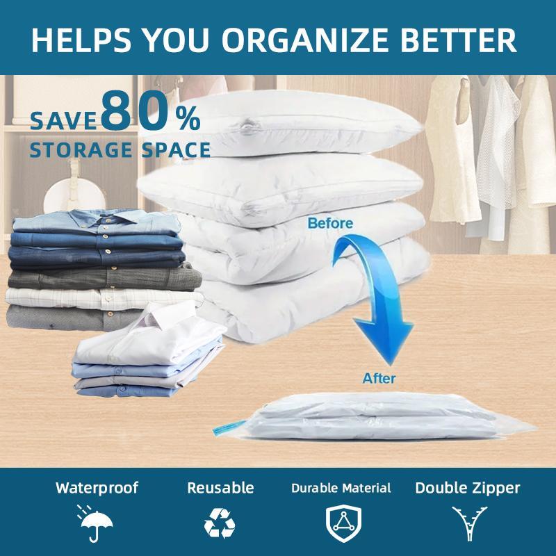 US Local Eco-Friendly Clothes And Bedding Space-Saving Compression Bags, 4 Medium Bags, 4 Large Bags, 2 Extra Large Bags With Pump