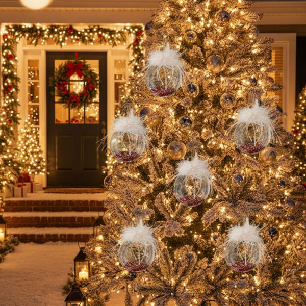 US Local 6PCS Set Glass Christmas Ornaments Decorative Hanging Balls For Tree & Holiday Party Decor Festive Home Decorations FBA Shipment