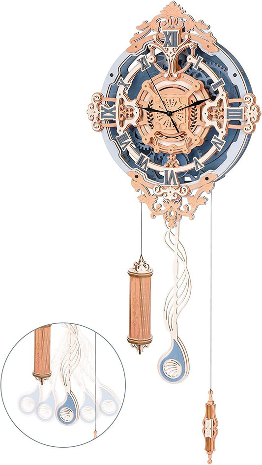 US Local Robotime ROKR 3D Wooden Puzzle Time Art Romantic Notes Wall Clock Model Toys For Children Kids - LC701