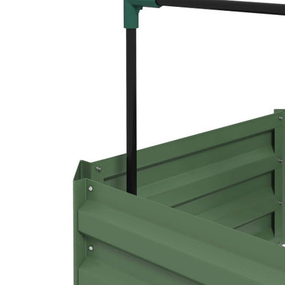 US Local Outsunny Galvanized Raised Garden Bed, 24 X 24 X 11.75 Outdoor Planter Box With Trellis Tomato Cage And Open Bottom For Climbing Vines, Vegetables, Flowers In Backyard, Garden, Patio, Green