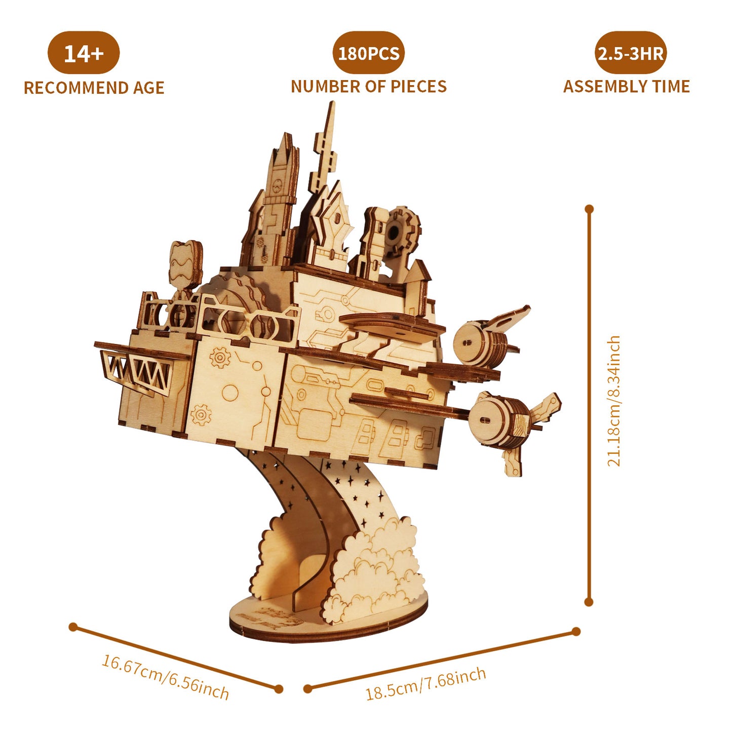 US Local MUSIC PARK 3D Wooden Puzzles Moving Castle Music Box Kits Castle Building Model DIY Crafts Birthday Gift For Women