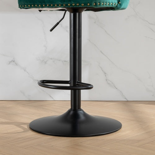 US Local Swivel Velvet Barstools Adjusatble Seat Height From 25-33 Inch Green,Set Of 2