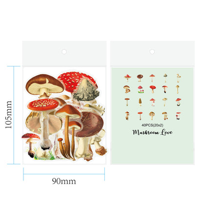 US Local Retro Flower Nature Book DIY Hand Account Material Mushroom Sticker