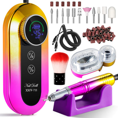 US Local 45000RPM Professional Nail Drill Kit, Nail Polishing Machine Includes Polishing Head And Drill Head, Basic Nail Tool Kit. Nail File Machine Kit Used For Removing Acrylic Gel Nails During Polishing, Be