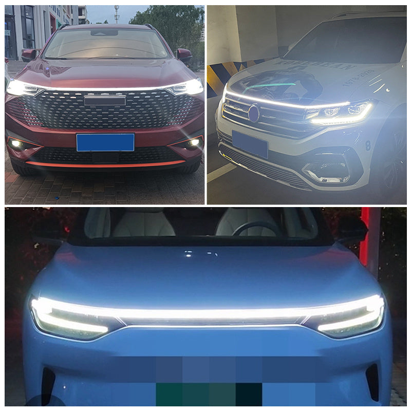 LED Daytime Running Light Scan Starting Car Hood Decorative Lights DRL Auto Engine Hood Guide Decorative Ambient Lamp 12V