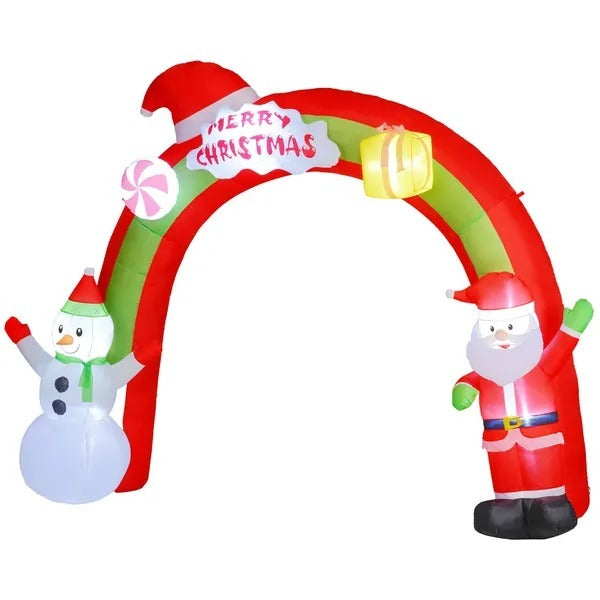 CA Local 10FT Christmas Inflatable Archway, Outdoor Xmas Blow Up Santa Claus And Snowman Arch With Built-in LED Lights For Yard
