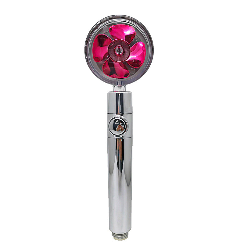 US Local Shower Head Water Saving Flow 360 Degrees Rotating With Small Fan ABS Rain High Pressure Spray Nozzle Bathroom Accessories