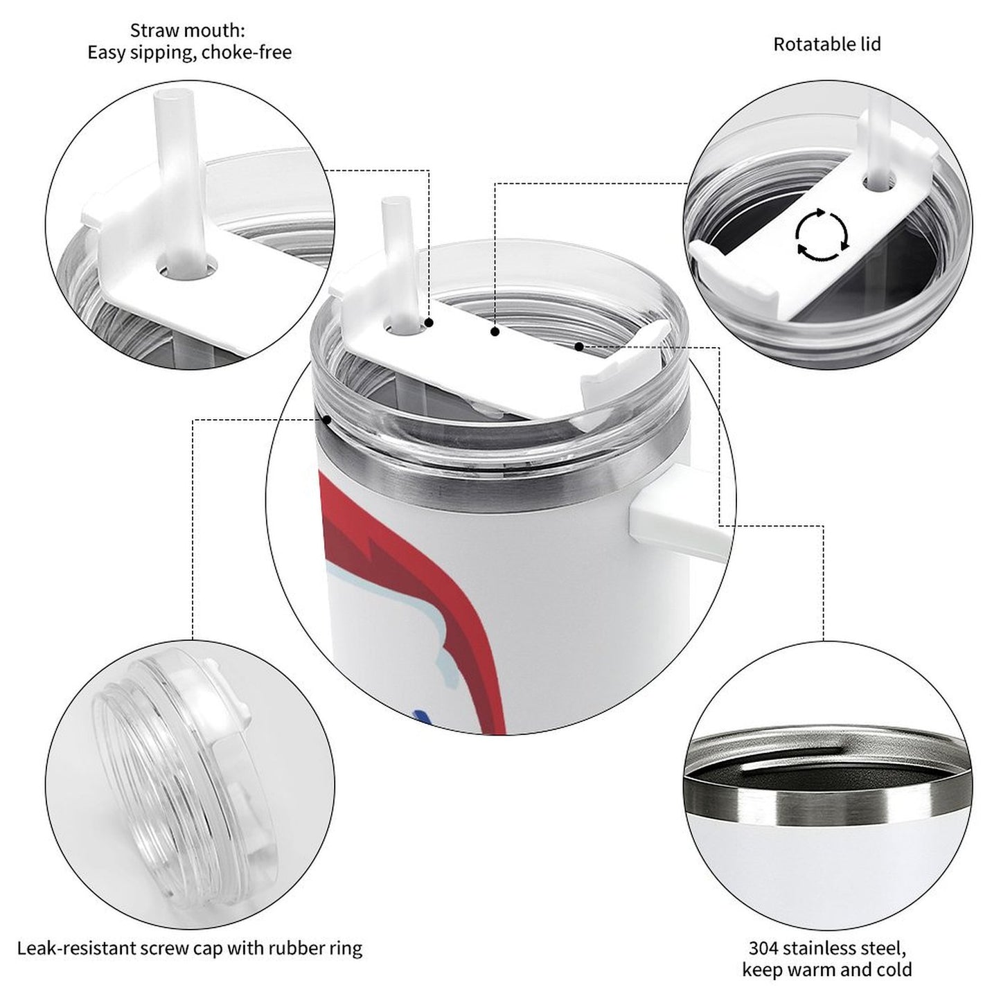 PHDT00309 POD US Local Tumbler 40 oz Large Capacity Car Cup Christmas Santa Hat