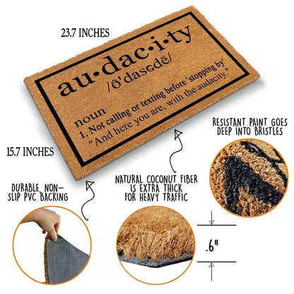 US Local Heavy Duty Natural Coir Welcome Doormat For Front Porch Entryway, Non-Slip Durable Outdoor Mat With Funny Housewarming Gift Design, 23.6x15.7inch 60x40cm