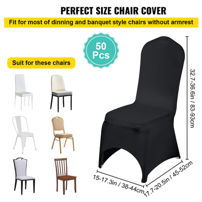 US Local VEVOR Stretch Spandex Folding Chair Covers, Universal Fitted Arched Front Cover, Removable Washable Protective Slipcovers, For Wedding, Holiday, Banquet, Party, Celebration, Dining