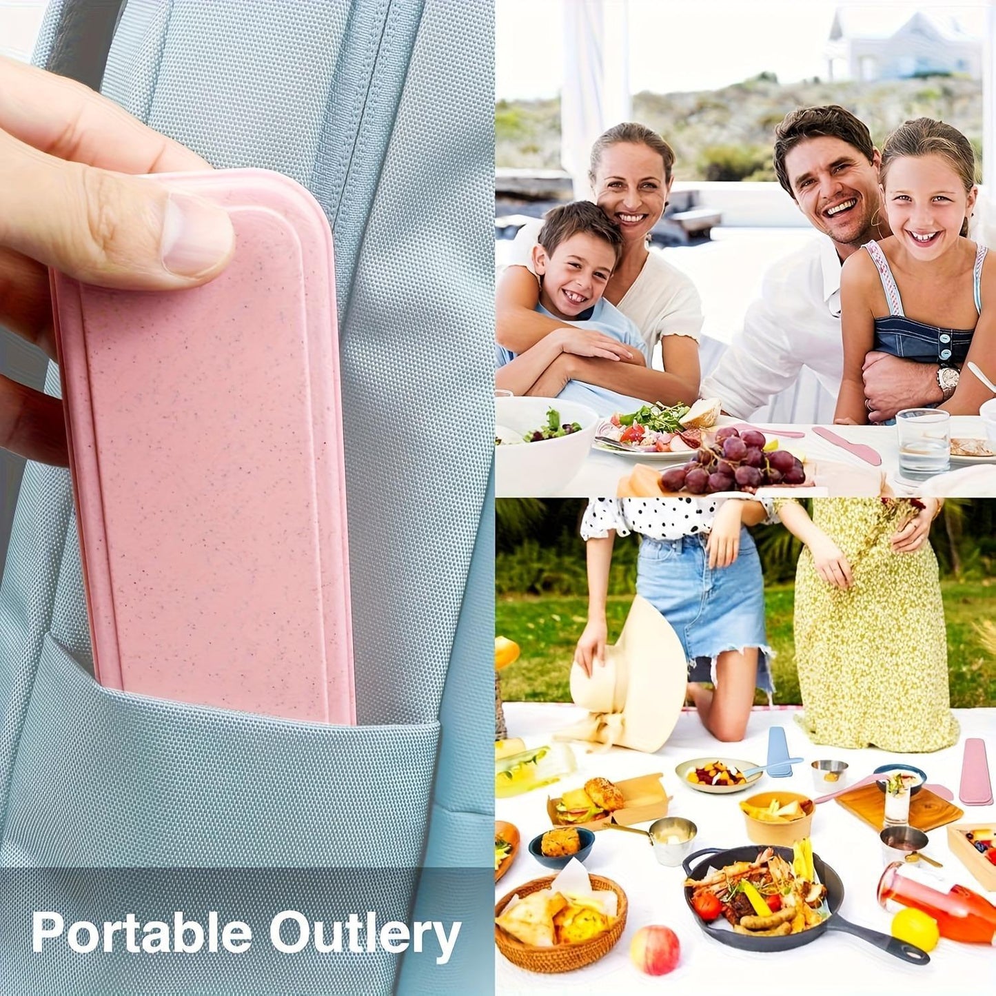 US Local Sustainable Diet 4-Piece Eco-Friendly Cutlery Set Biodegradable Reusable