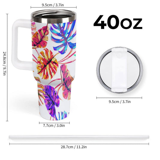 PHDT00414 POD US Local Tumbler 40 oz Large Capacity Car Cup Monstera, Summer, Dazzling, Tropical